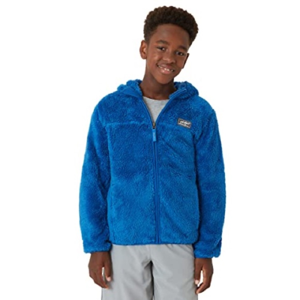 Eddie Bauer KIDS QUEST FLEECE PLUSH HOODED JACKET Light Teal in Royal Blue